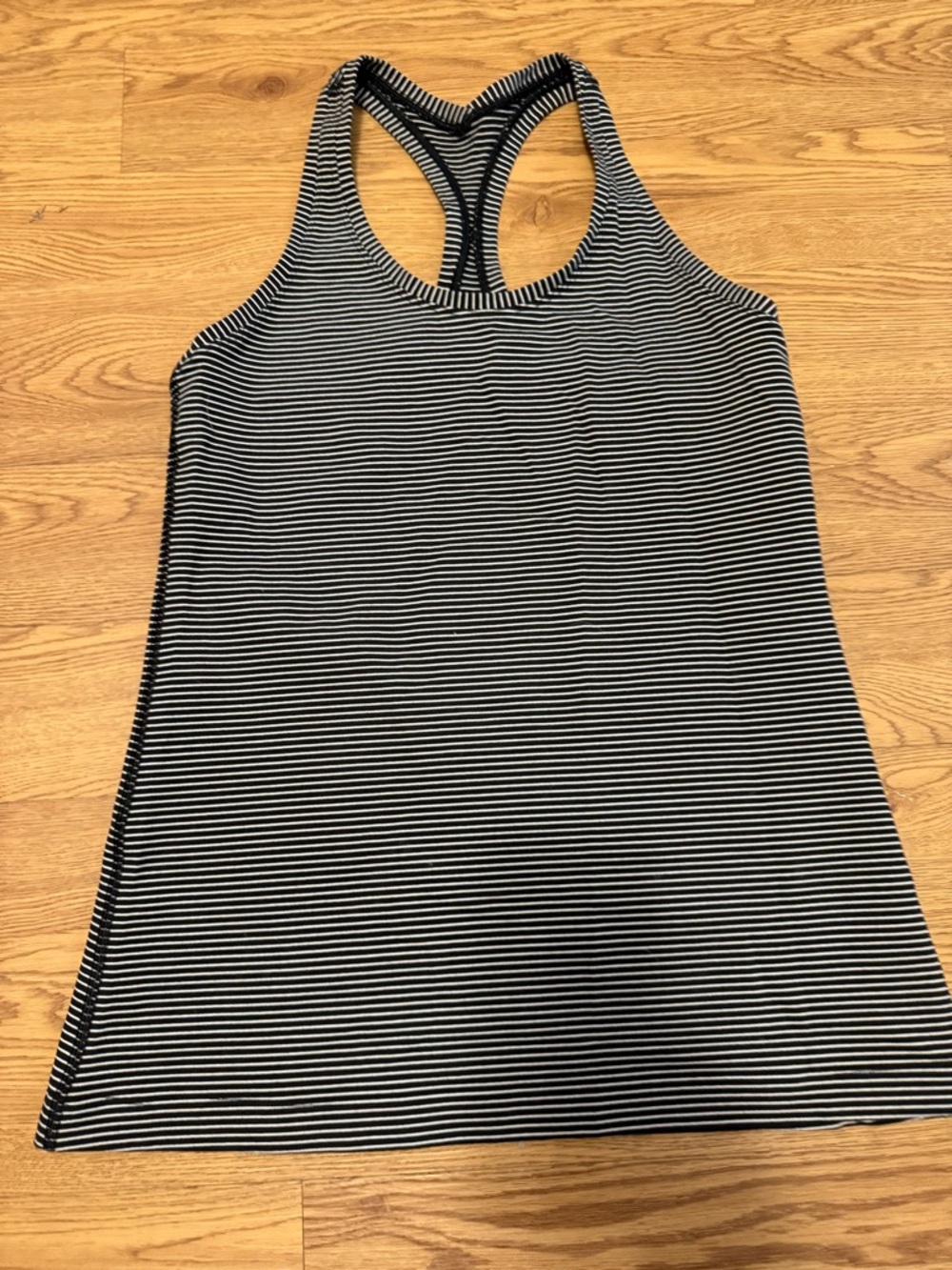 lululemon Black & White Striped Racerback Tank